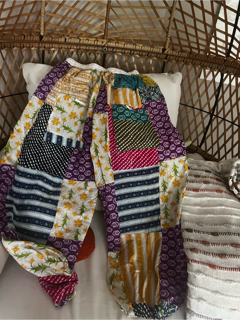 Patchwork Ankle Pants - Purple Multi